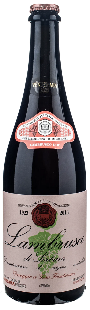 Cantina Sorbara Lambrusco di Sorbara Omaggio a Gino Friedmann 2025 - Bottle Hero